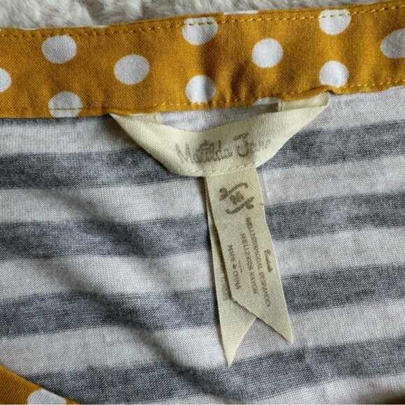 Matilda Jane | Gray & Yellow Oracle Tunic Top Stripes & Polka Dots | Size Medium - Picture 9 of 11